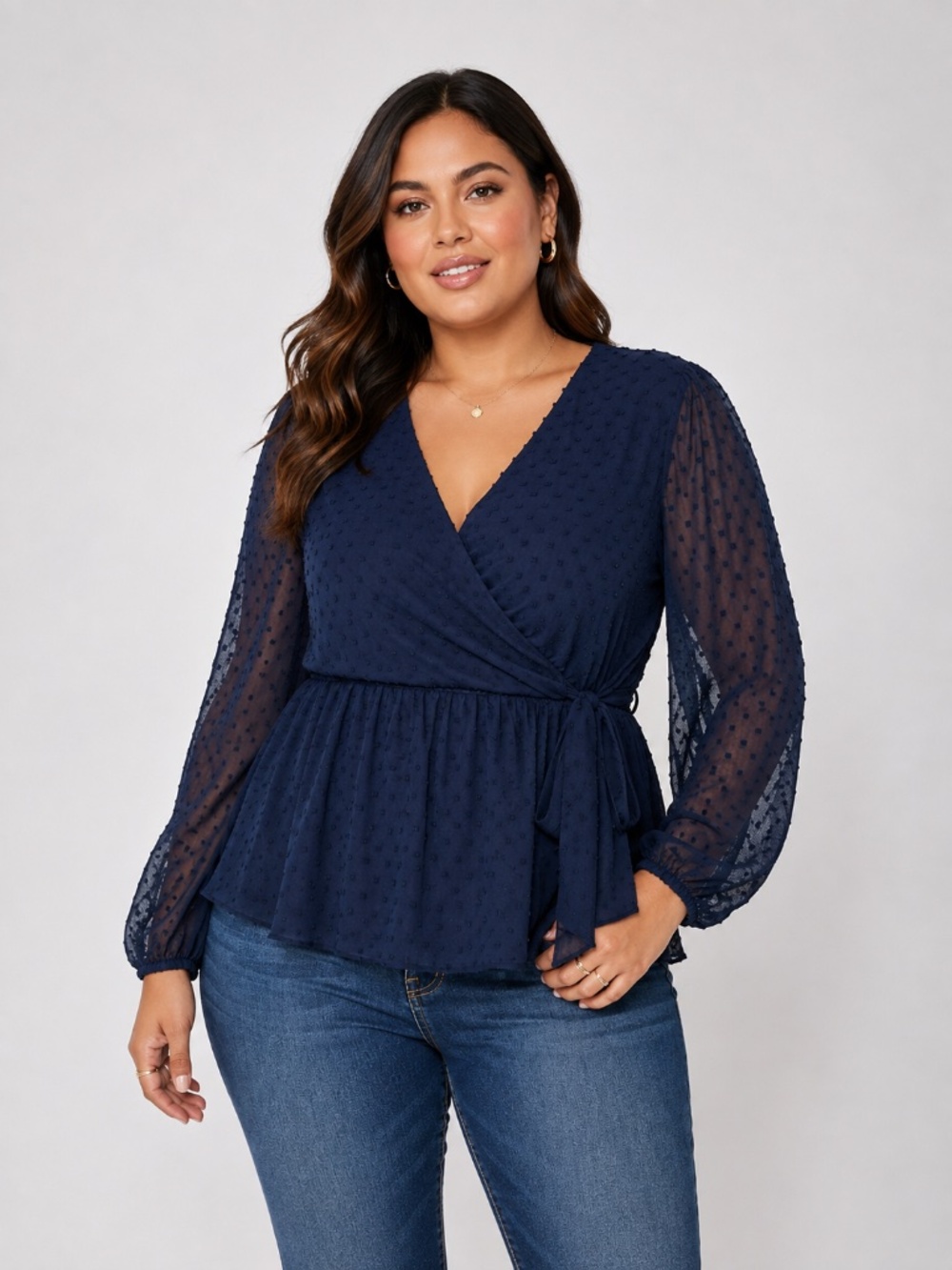 Plus size City Chic top, Navy Blue, wrap tie, sz. 18, NWT